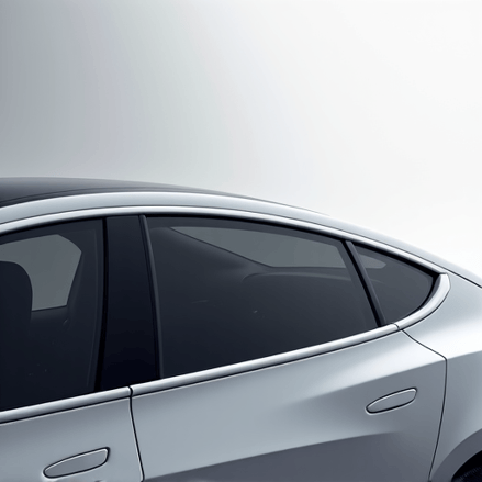 Flawless one-piece rear window ceramic tint installation on a Tesla Model 3 in Studio City.