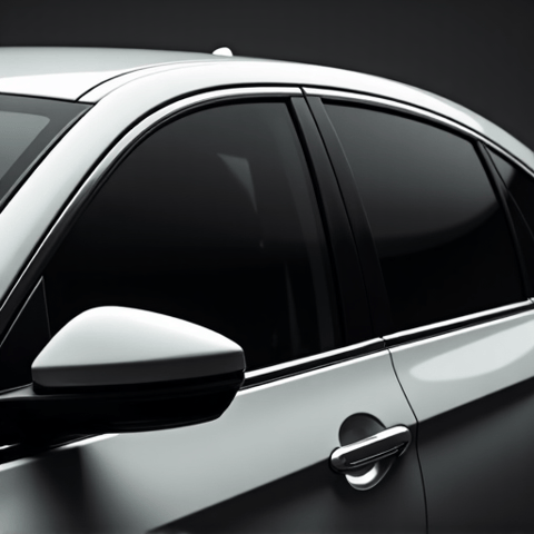 Standard dyed window tint installation on a sedan in North Hollywood, showcasing deep, uniform black color and clean edge work.