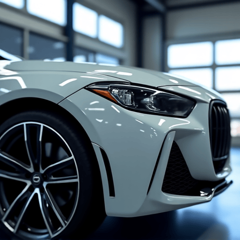 Close-up of a custom-cut Paint Protection Film piece fitting perfectly around a complex body line on a vehicle in Sherman Oaks. Precision cutting expertise.