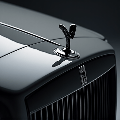 Detailed view of Paint Protection Film covering the hood of a Rolls Royce, showcasing clarity and edge wrapping. Premium protection service near Studio City.