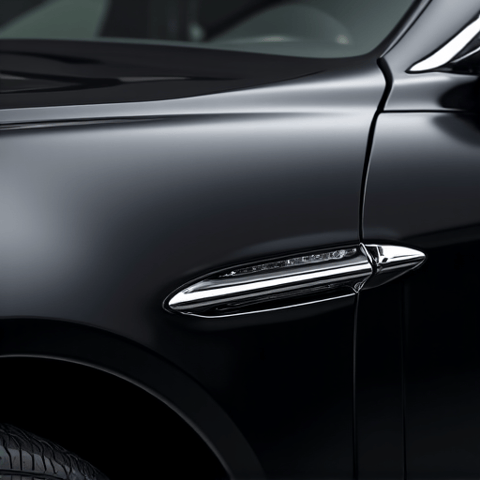 Stunning before and after of paint correction service on a luxury vehicle in Studio City. Professional paint correction removing swirl marks and restoring deep gloss on a dark-colored car.