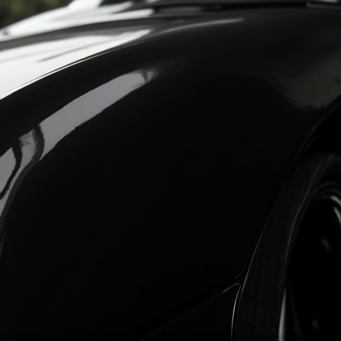 High-gloss finish achieved after multi-stage paint correction, preparing the surface for ceramic coating in Studio City. Reflective paint surface showcasing clarity.