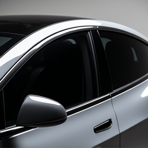 Perfectly matched ceramic window tint on the side windows of a Tesla Model Y. This mobile service installation demonstrates our attention to detail and consistent film alignment.