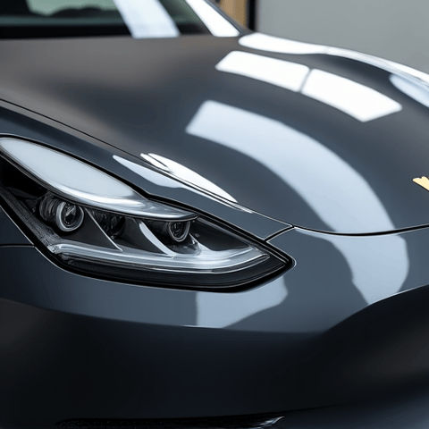 Flawless paint correction on a Tesla Model Y in Burbank, highlighting the removal of minor surface imperfections. Expert detailing for electric vehicle finishes.