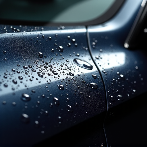 Water beading perfectly on a surface treated with high-quality ceramic coating. This visual confirms the hydrophobic properties and superior protection offered by our coating services.