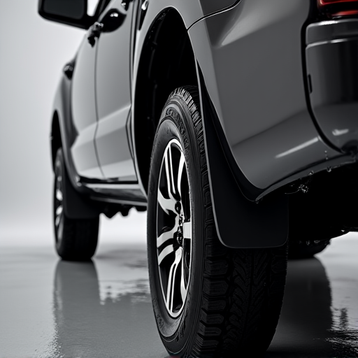 Close-up of ceramic coating protecting the wheel arch area of a truck in Studio City. Demonstrating comprehensive surface protection.