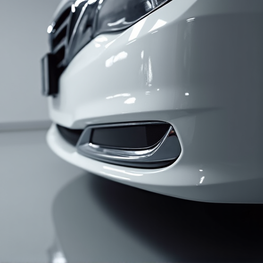 Close-up of XPEL PPF applied to the bumper edge of a vehicle, preventing rock chip damage. This detail work ensures comprehensive protection for high-impact areas.